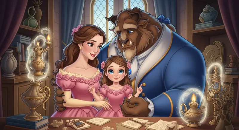 Beauty and the Beast Daughter: The Enchanted Family Portrait