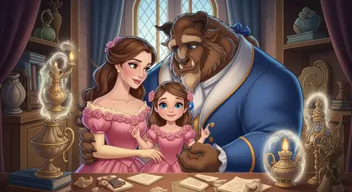 Beauty and the Beast Daughter: A Magical Family Portrait