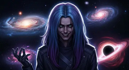 Vibrant Blue Purple Hair Young Anti-Hero | Galactic Art