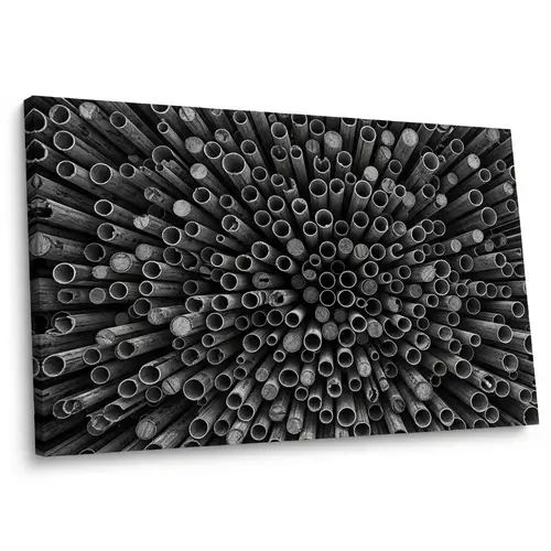 Abstract Black and White Cylinders Art Canvas | Study of Contrasts