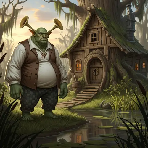 Explore the Enigmatic World of Shrek - Green-Skinned Creature in a Swampy Environment