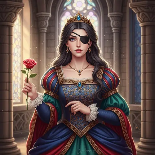Enchanting Disney Princess with Black Eyepatch