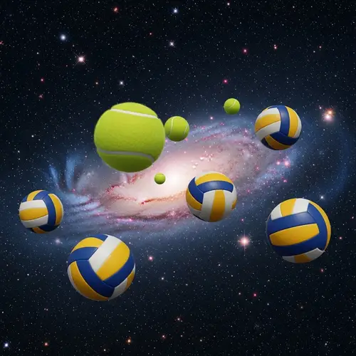 Tennis & Volleyball Balls Floating in Space