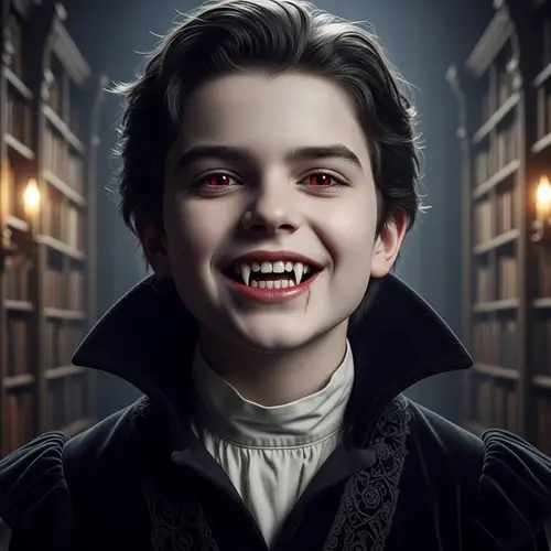 Young Vampire Boy with Fangs | Clean Dry Mouth