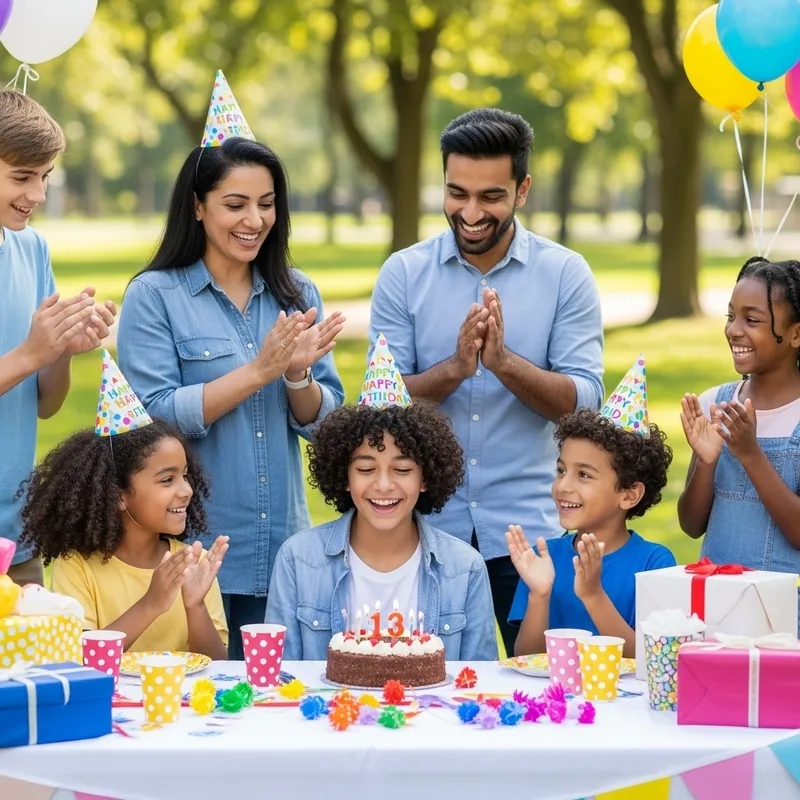 Diverse 13-Year-Old Boy Birthday Celebration