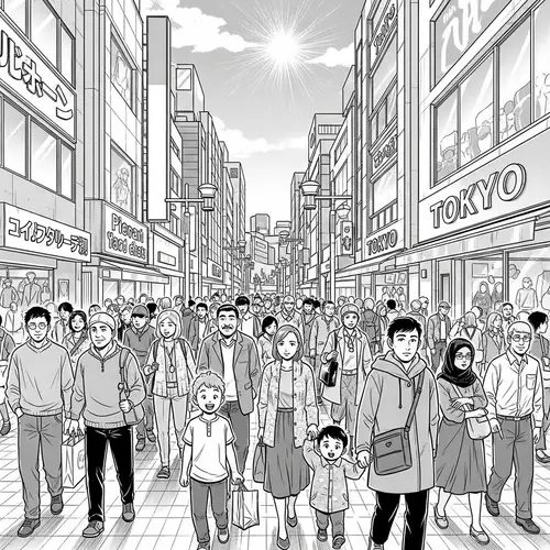 Diverse City Street in Tokyo | Vibrant Manga Scene