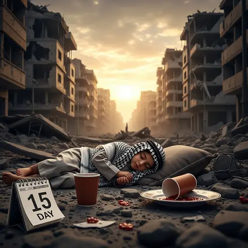 Tragic Scene of Resilience: Child Amidst Devastation | 15 DAY Crisis