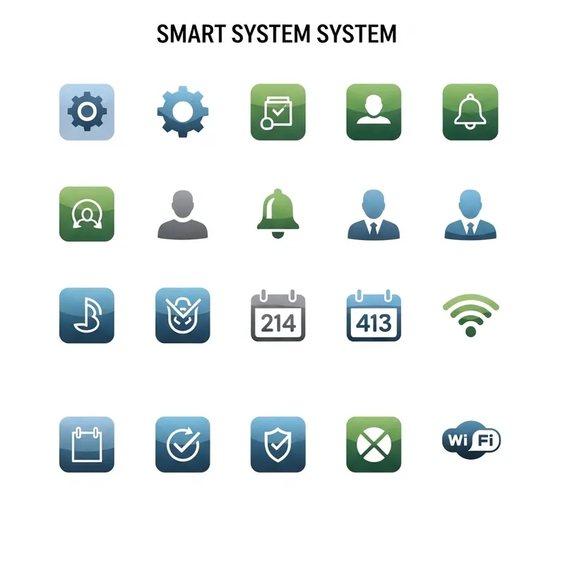 Smart System Icons Set for Navigation and Alerts