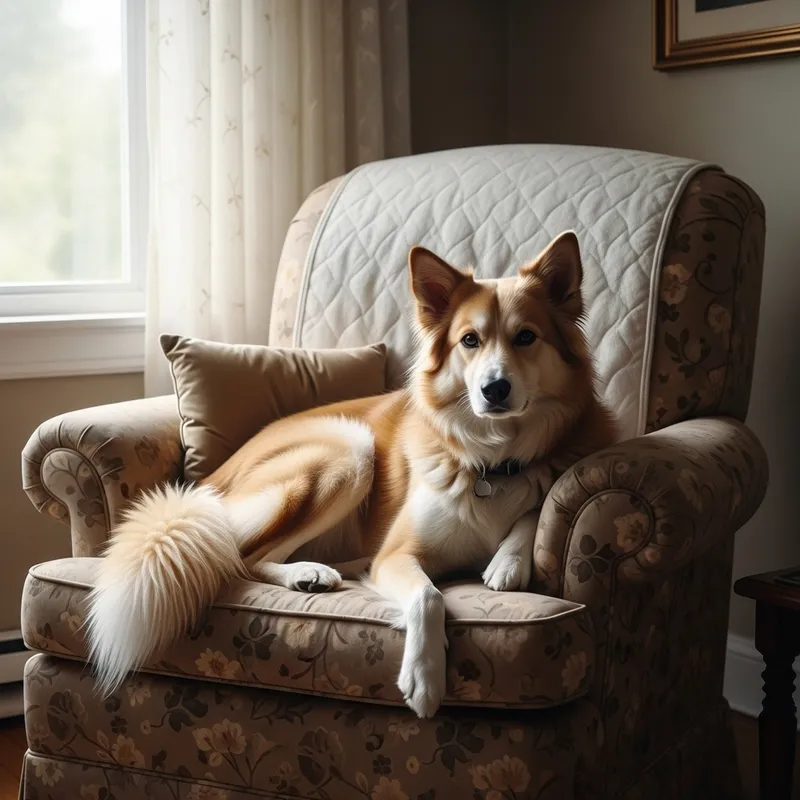 Cute Dog Sitting Comfortably on Chair