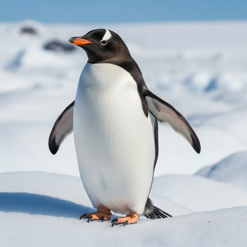 Majestic Penguin on Ice - Antarctic Beauty in Daylight