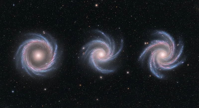 Spring Cosmic Scene: Galaxies Shape Majestic Floral Patterns