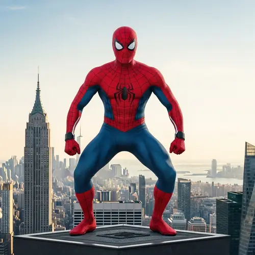 Superhero on Tall Building | Agile Web-Slinging Character