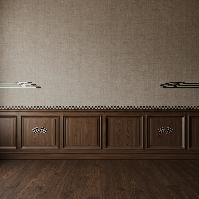 Italian Interior: Dark Brown Parquet and Modern Boiserie Panels