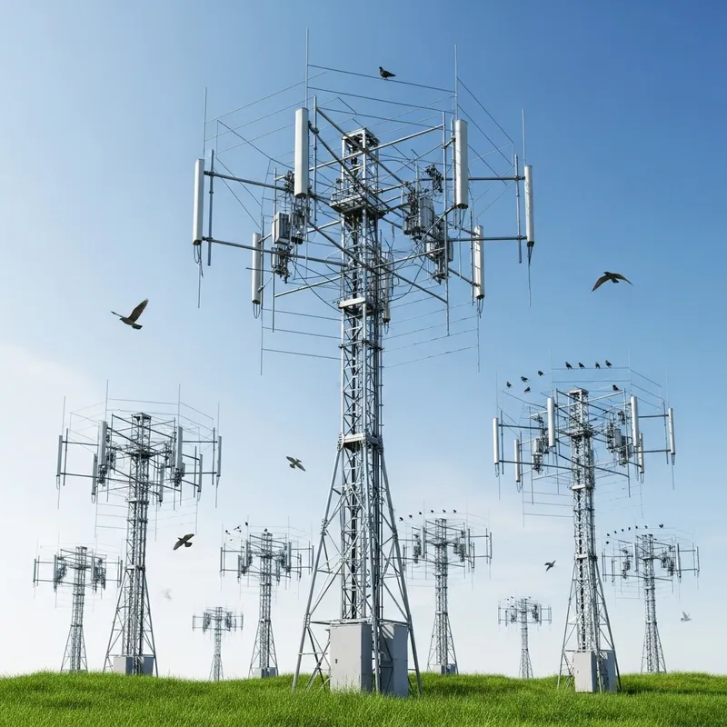 Telecommunications Antennas Landscape: Intricate Signal Transmission Scene