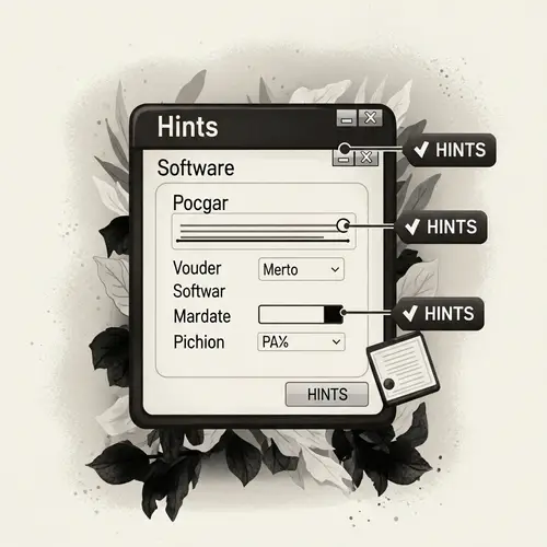 Vintage Black-and-White Digital Painting of Program Interface | Modern Tech Theme