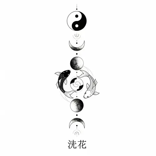 Minimalistic Moon Phases Spine Tattoo Design