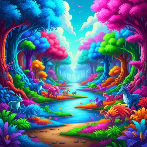 Fantasy World Teeming with Vibrant Colors