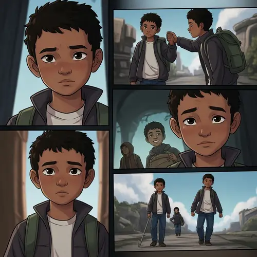 Illustration of Young Boy's Resilience and Triumph