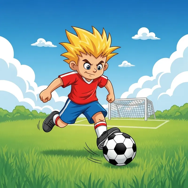 Cartoon Boy Soccer Player | Energetic Football Scene