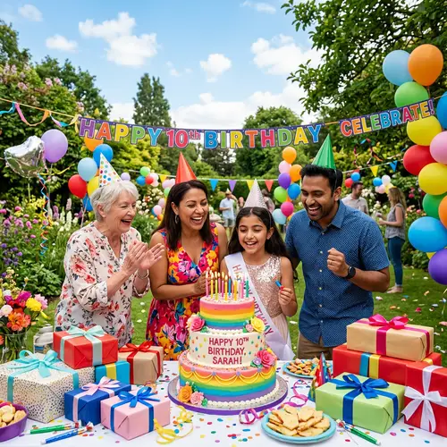 Vibrant Outdoor Birthday Celebration with Diverse Group