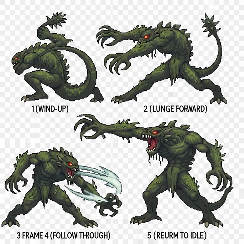 Pixel Art Swamp Monster Attack Animation