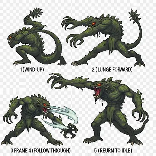 Swamp Monster Attack Animation | Pixel Art Sprite Sheet