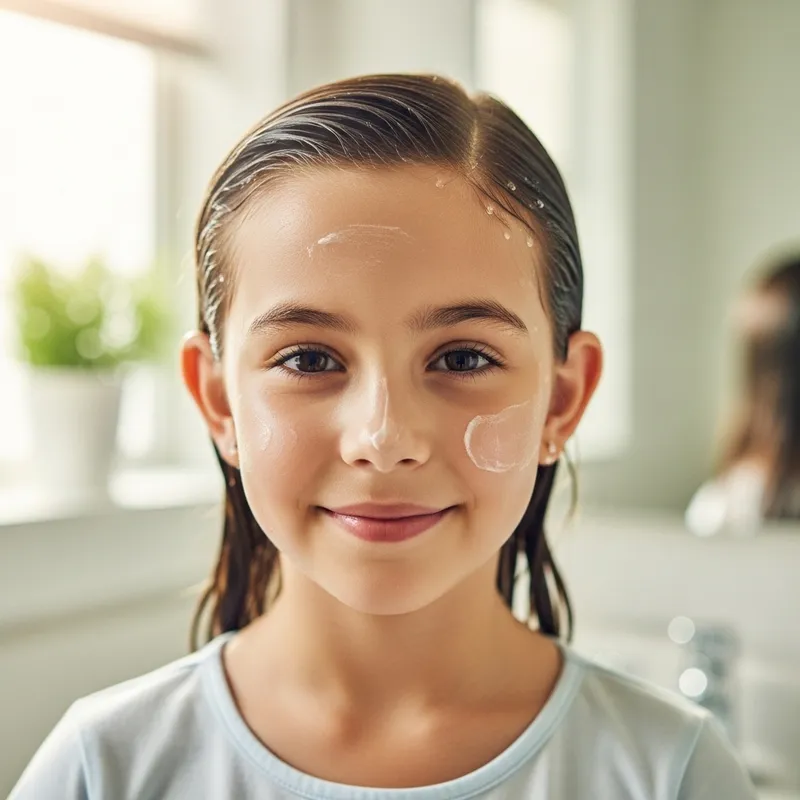 Cute Girl with Glowing Skin After Shower: Serene Beauty Scene