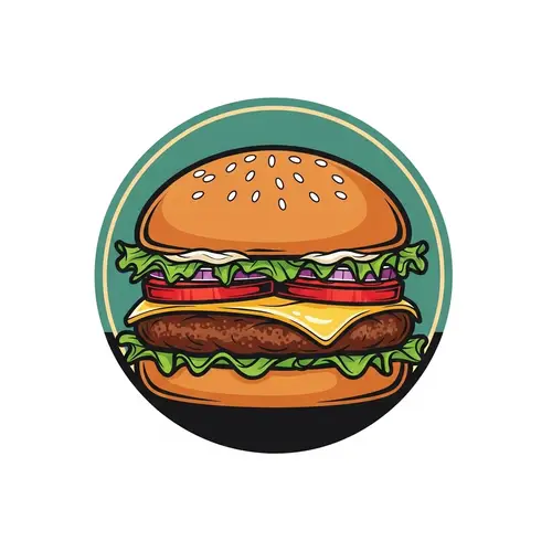 Circular Burger Logo Design - Modern & Inviting