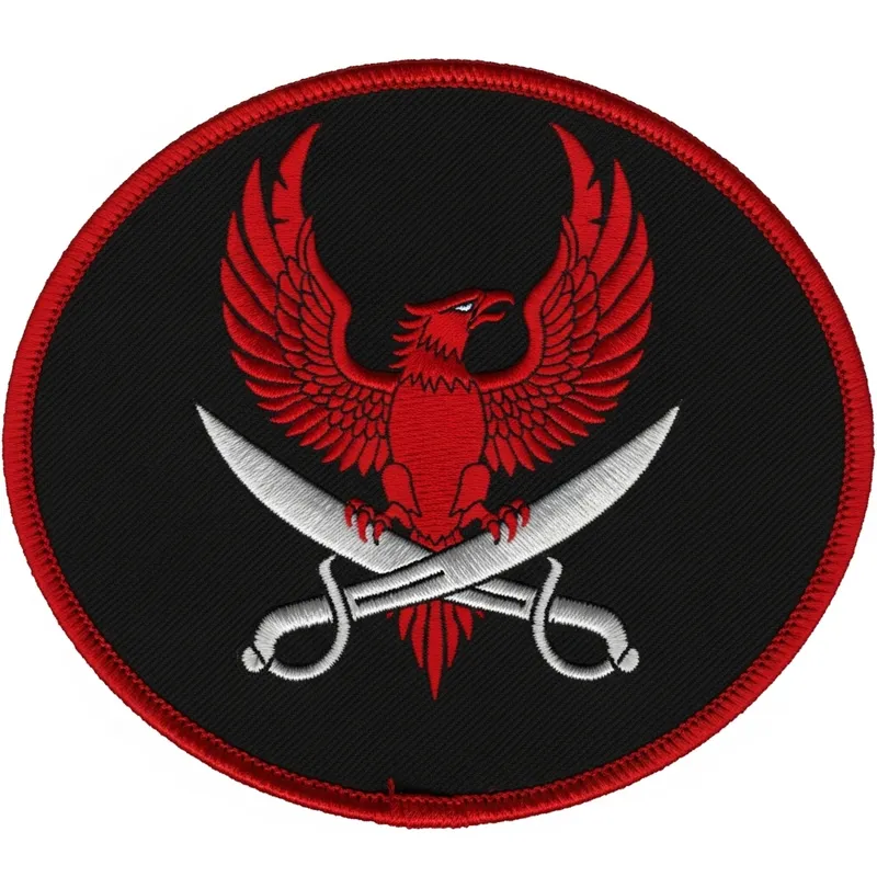 Red Phoenix Military Patch with Crossed Cutlasses