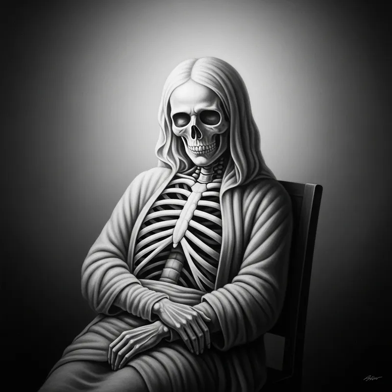 Ethereal Representation of Death by Salvador Dali - Surrealistic Monochrome Vision