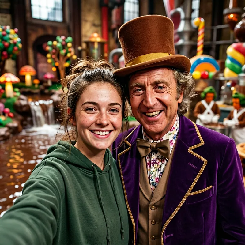 Ultra-Realistic Willy Wonka Portrait Selfie