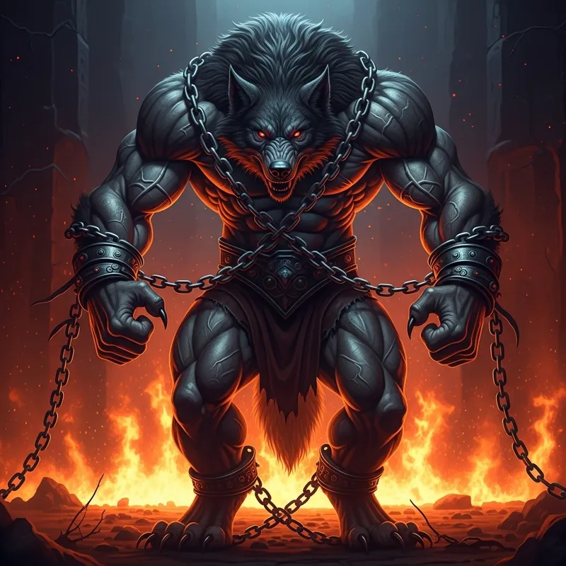 Fenrir: Daunting Mythical Creature Wrapped in Chains