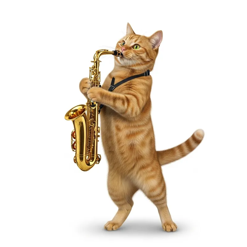 Dancing Cat Playing Saxophone - Cheerful and Entertaining Animation