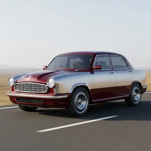 Futuristic Sports Sedan with Sleek Design | Metallic Silver & Deep Maroon