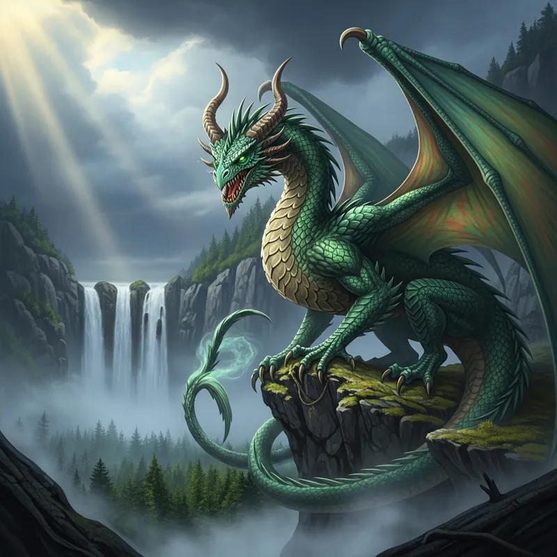 Awe-Inspiring Dragon on Rocky Cliff - Vision of Majesty