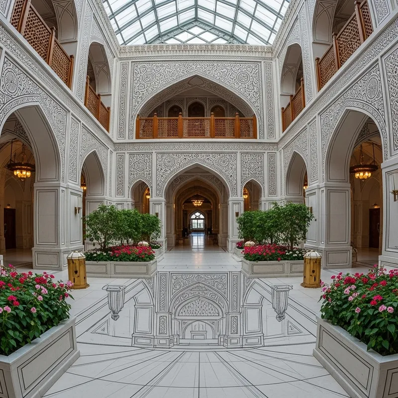 Grand Interiors of the Embassy of Palestine - Traditional Middle-Eastern Architecture