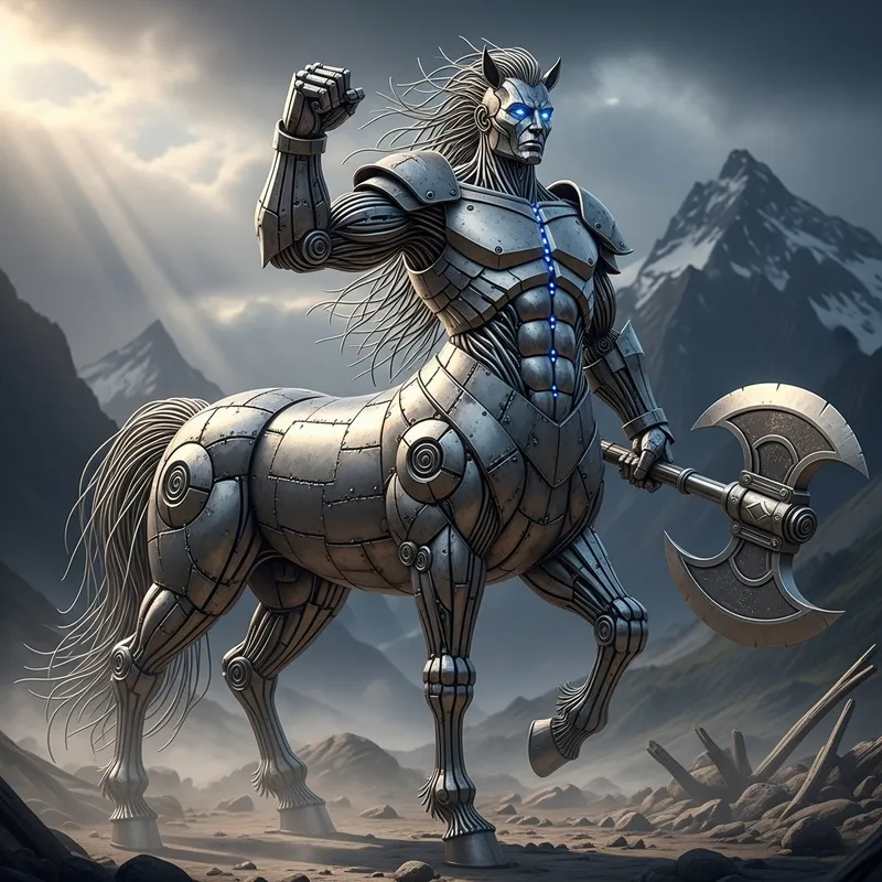 Steel Centaur Sculpture - Majestic Pose, Standing Tall