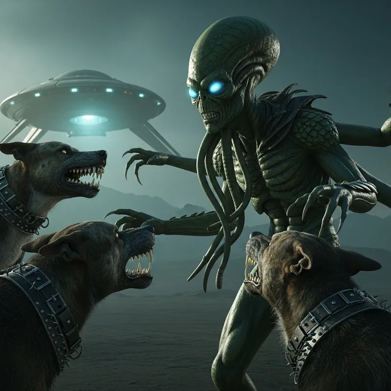 Alien Encounter with Guard Dogs