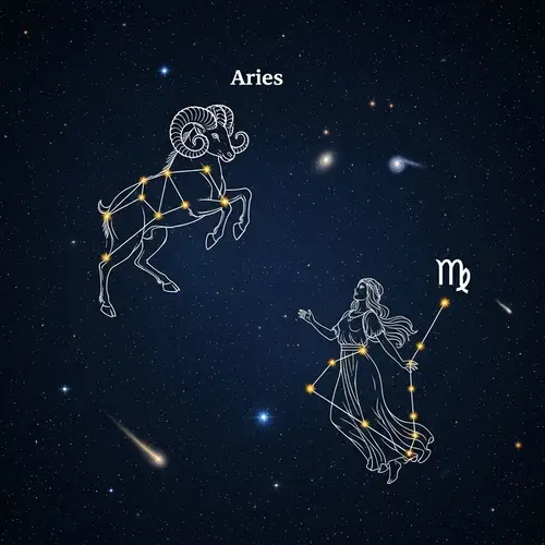 Aries and Virgo Constellations | Celestial Night Sky Image
