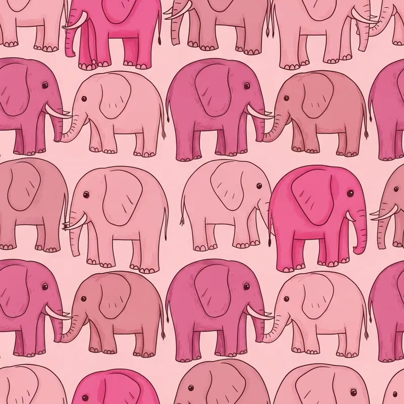 Hand-drawn Pink Elephant Pattern
