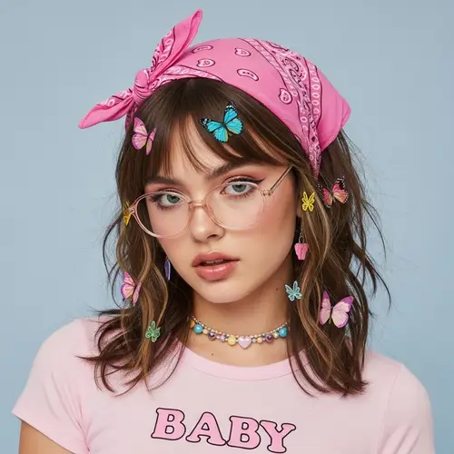 2000s Fashion: Young Woman's Portrait in Vintage Style