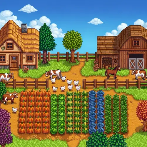 Charming Pixel Art Farm in Stardew Valley Style