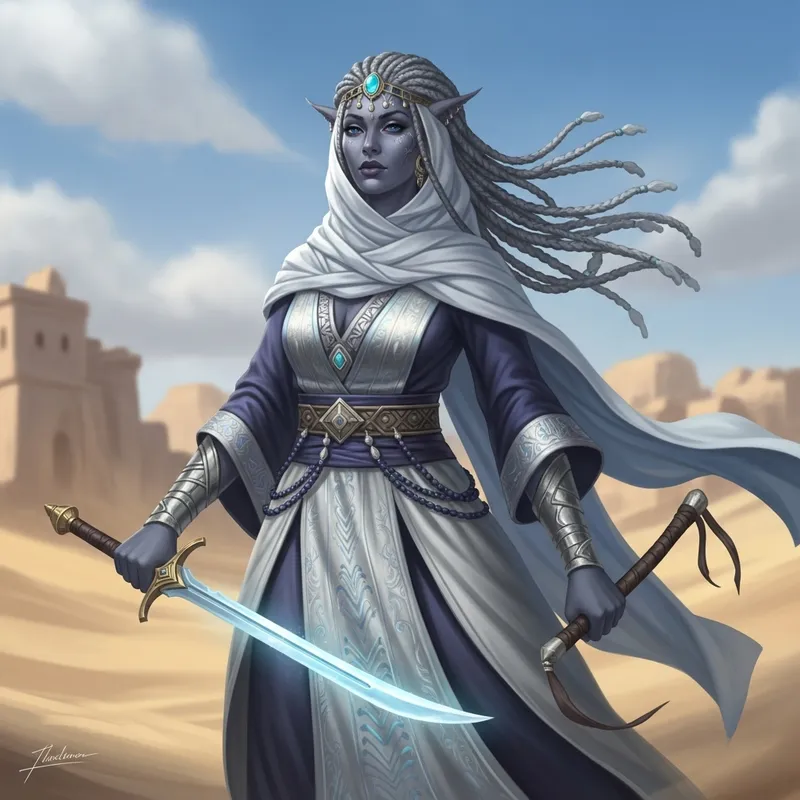 Mystical Half-Genie Woman | Grey-Skinned Enchantress