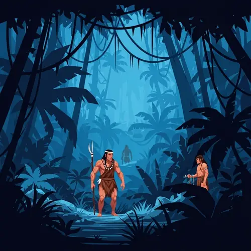 Ancient Jungle Vector Art: Mystique and Primal Ruggedness