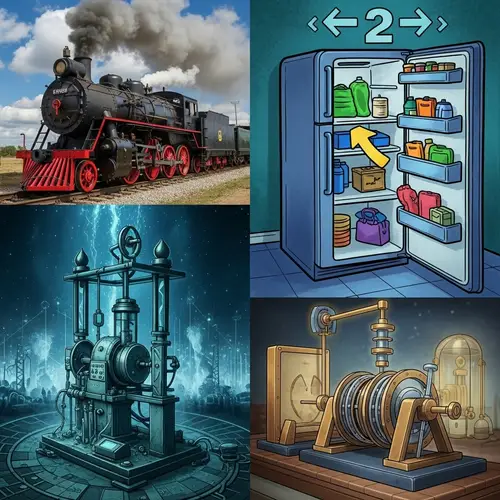 Thermodynamics in Art: Steam Engines, Refrigerators, and Perpetual Motion Machines