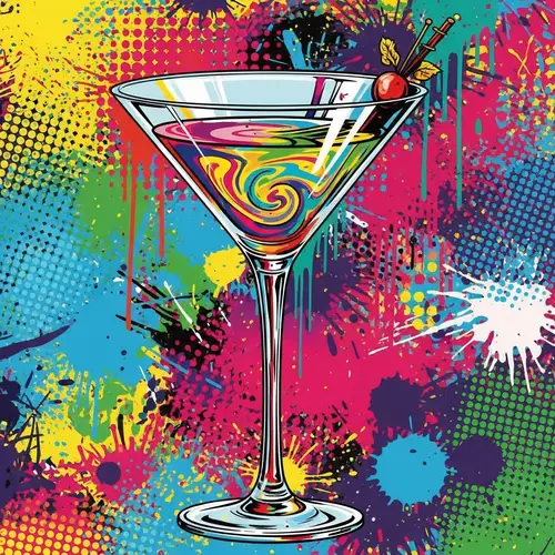Vibrant Martini Glass Pop Art - Colorful Cocktails