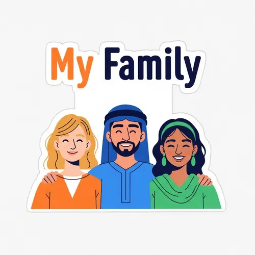 My Family Sticker: Joyful Unity in Orange, Blue, Green