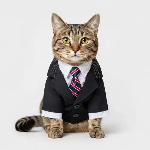 Elegant Cat in Corporate Suit: Exquisite Feline Fashion