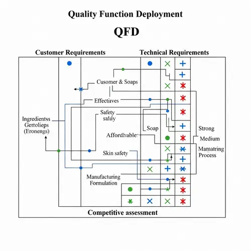 Whitening Soap QFD Matrix: Customer & Technical Requirements