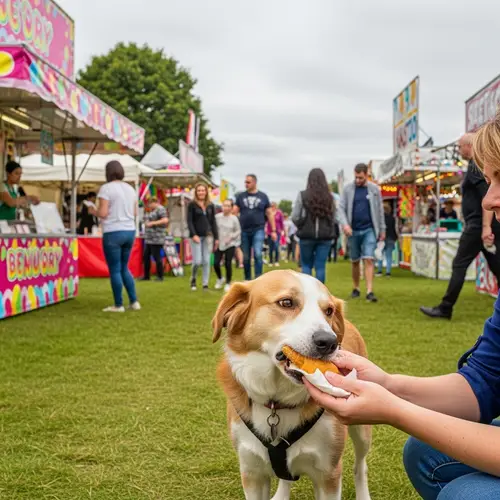 Dog Enjoying Food at Country Fair Mela